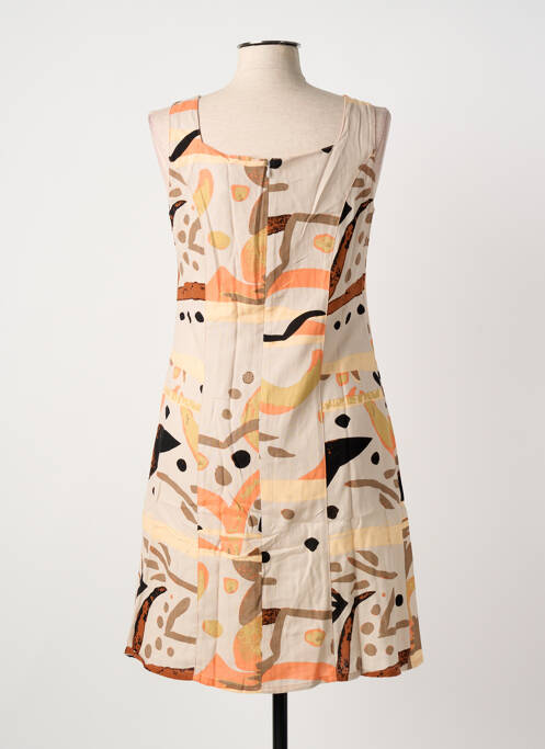Robe mi-longue imprimé fantaisie sans manche beige GUY DUBOUIS femme