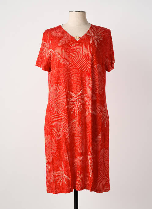 Robe mi-longue manches courtes manches courtes rouge EGATEX femme