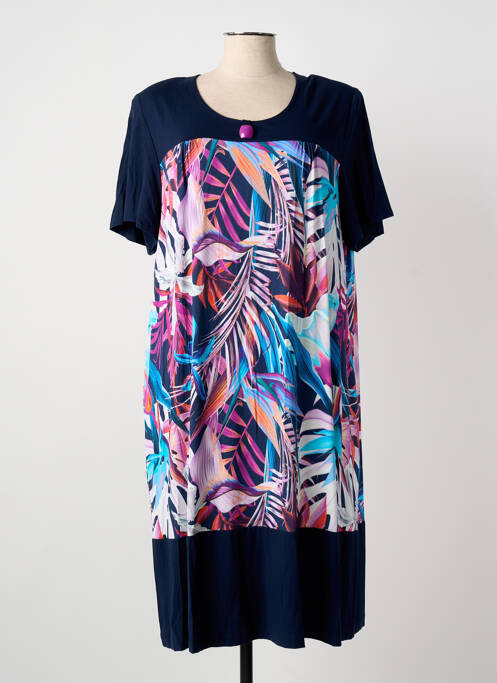 Robe mi-longue manches courtes manches courtes bleu EGATEX femme