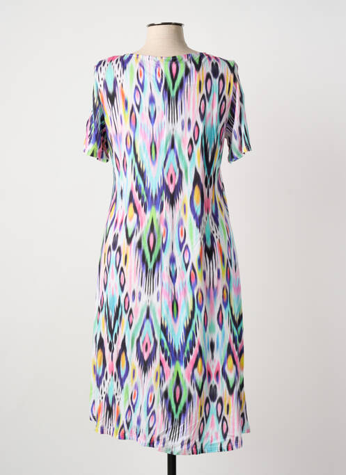 Robe mi-longue imprimé fantaisie manches courtes bleu MASSANA femme