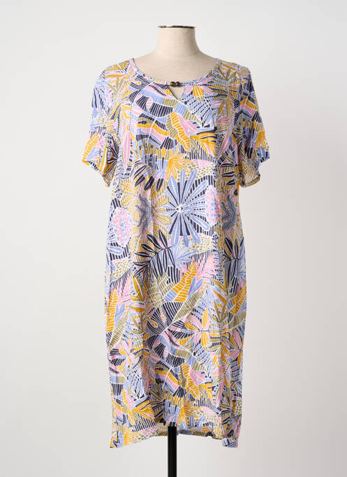 Robe mi-longue manches courtes manches courtes jaune MASSANA femme