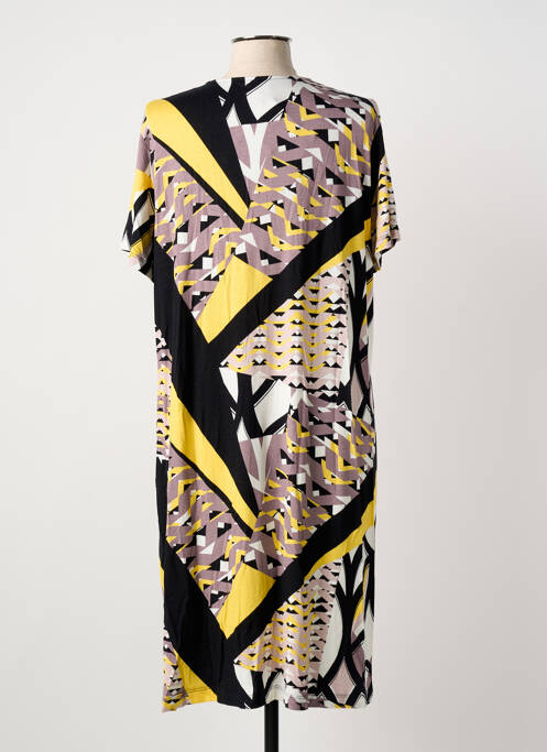 Robe mi-longue imprimé fantaisie manches courtes jaune EGATEX femme