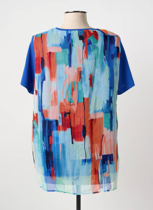 Blouse légère et transparente manches courtes bleu GUY DUBOUIS femme