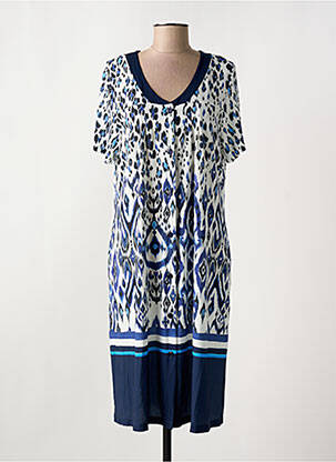 Robe mi-longue coupe fluide manches courtes bleu EGATEX femme