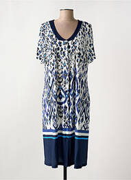 Robe mi-longue coupe fluide manches courtes bleu EGATEX femme
