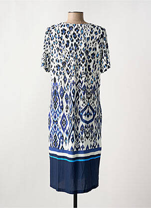 Robe mi-longue coupe fluide manches courtes bleu EGATEX femme
