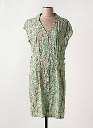 Robe courte manches courtes manches courtes vert COULEURS DU TEMPS femme