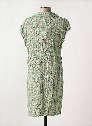 Robe courte manches courtes manches courtes vert COULEURS DU TEMPS femme