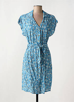 Robe courte manches courtes manches courtes bleu COULEURS DU TEMPS femme