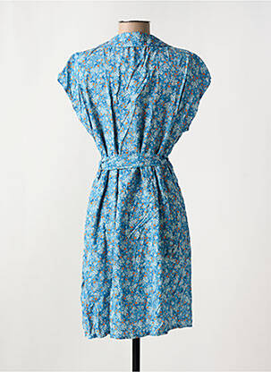 Robe courte manches courtes manches courtes bleu COULEURS DU TEMPS femme
