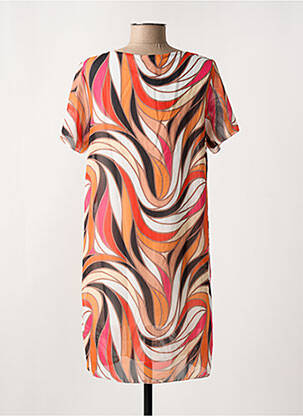 Robe courte coupe fluide manches courtes orange COULEURS DU TEMPS femme