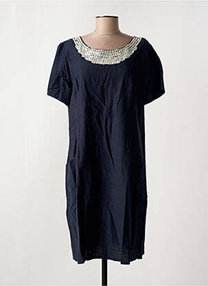 Robe mi-longue manches courtes manches courtes bleu EGATEX femme
