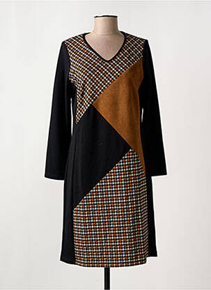 Robe mi-longue manches longues manches longues noir GUY DUBOUIS femme