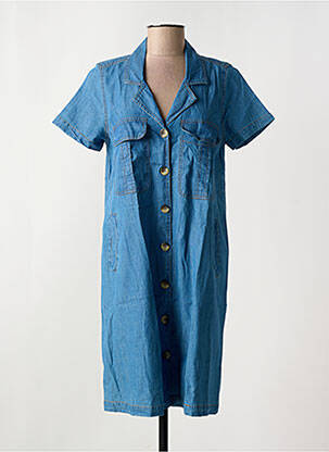 Robe mi-longue manches courtes manches courtes bleu EGATEX femme