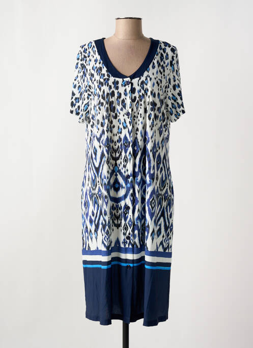 Robe mi-longue coupe fluide manches courtes bleu EGATEX femme