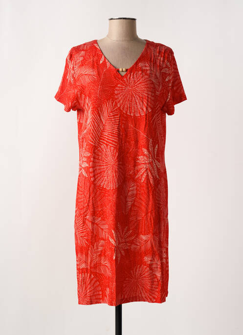 Robe mi-longue manches courtes manches courtes rouge EGATEX femme