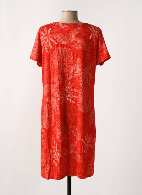 Robe mi-longue manches courtes manches courtes rouge EGATEX femme