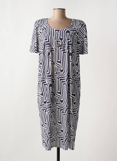 Robe mi-longue manches courtes manches courtes bleu EGATEX femme