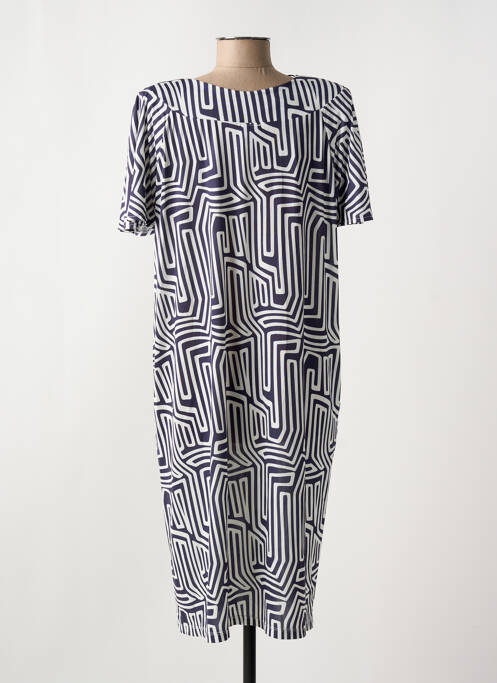 Robe mi-longue manches courtes manches courtes bleu EGATEX femme