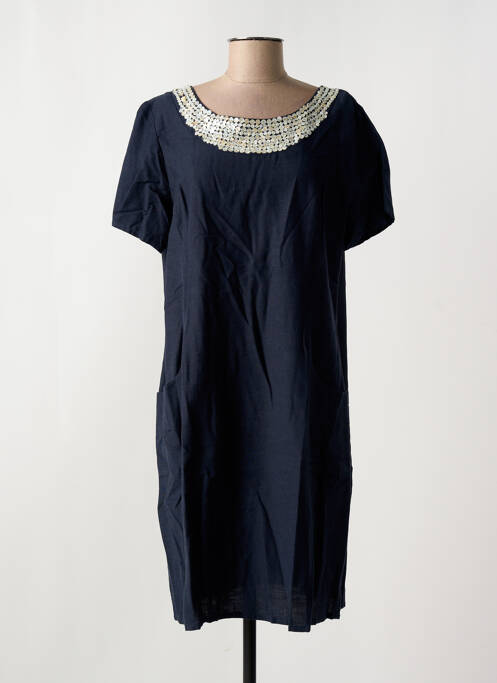 Robe mi-longue manches courtes manches courtes bleu EGATEX femme