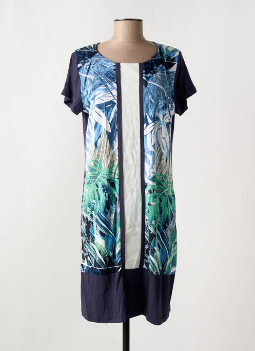 Robe mi-longue manches courtes manches courtes bleu EGATEX femme