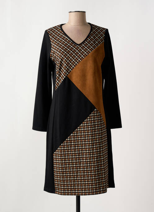 Robe mi-longue manches longues manches longues noir GUY DUBOUIS femme