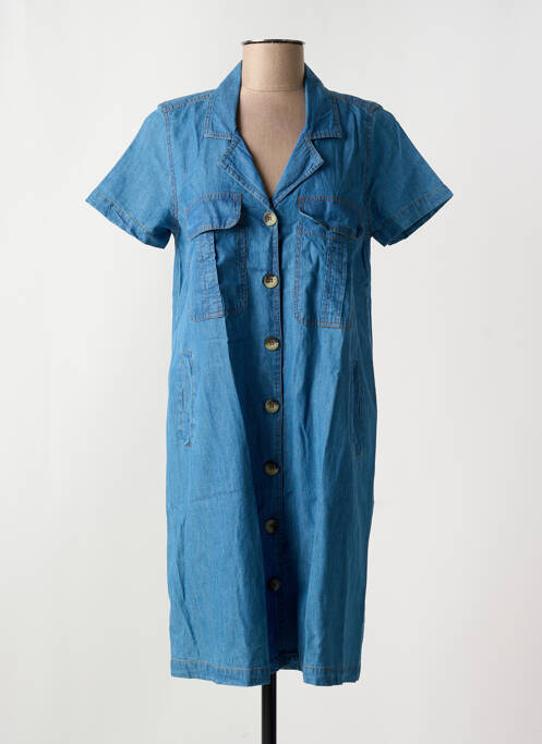 Robe mi-longue manches courtes manches courtes bleu EGATEX femme