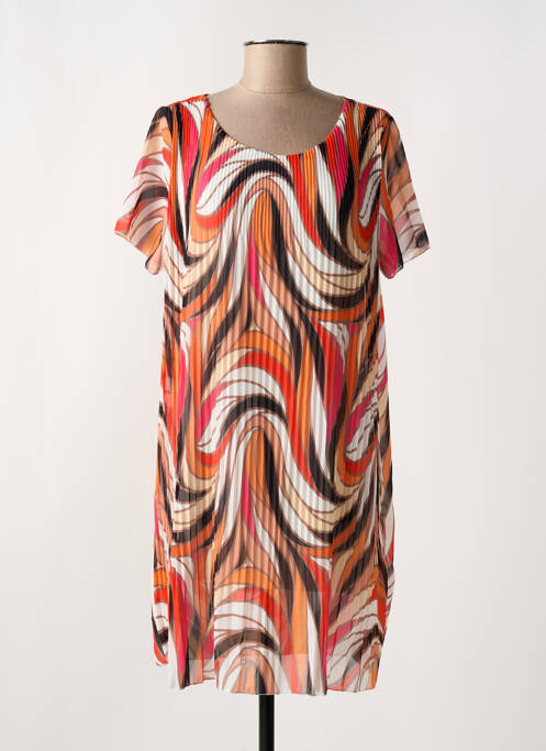 Robe courte manches courtes manches courtes orange COULEURS DU TEMPS femme