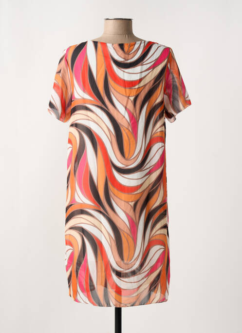 Robe courte manches courtes manches courtes orange COULEURS DU TEMPS femme