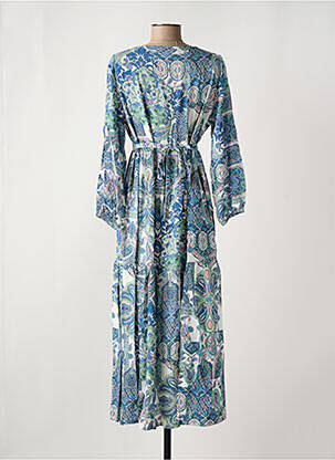 Robe longue manches longues manches longues bleu GRIFFON femme