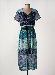 Robe longue manches courtes manches courtes bleu GRIFFON femme