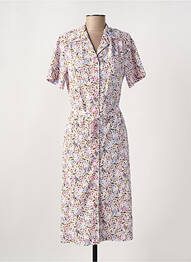 Robe mi-longue imprimé fleurs manches courtes rose GRIFFON femme