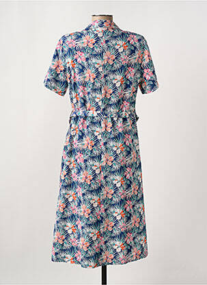Robe mi-longue imprimé fleurs manches courtes bleu GRIFFON femme