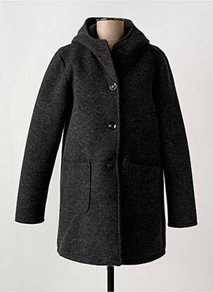 Manteau long coupe cintrée a capuche gris QUATRE VINGT JOURS femme