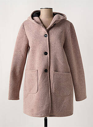 Manteau long coupe cintrée a capuche rose QUATRE VINGT JOURS femme