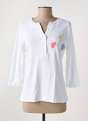 T-shirt sérigraphie avec strass manches 3/4 blanc I.ODENA femme