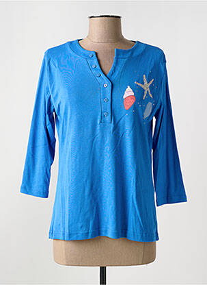 T-shirt manches 3/4 manches 3/4 bleu I.ODENA femme