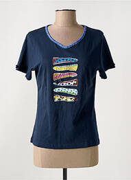 T-shirt col v manches courtes bleu I.ODENA femme