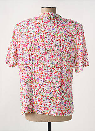 Chemisier imprimé fleurs manches courtes rouge GUY DUBOUIS femme