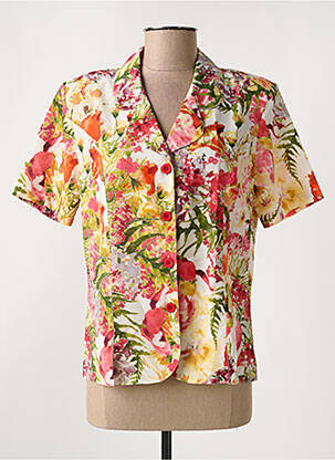 Chemisier imprimé fleurs manches courtes vert GRIFFON femme