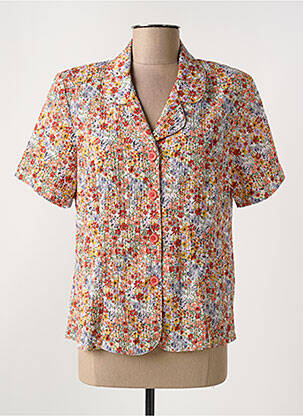 Chemisier imprimé fleurs manches courtes orange GRIFFON femme
