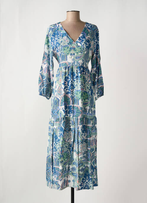 Robe longue manches longues manches longues bleu GRIFFON femme