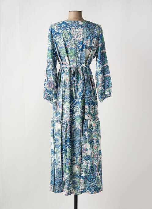 Robe longue manches longues manches longues bleu GRIFFON femme