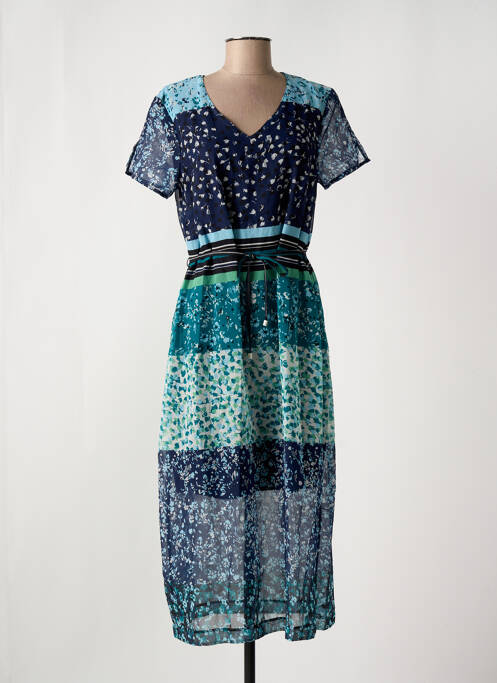 Robe longue manches courtes manches courtes bleu GRIFFON femme
