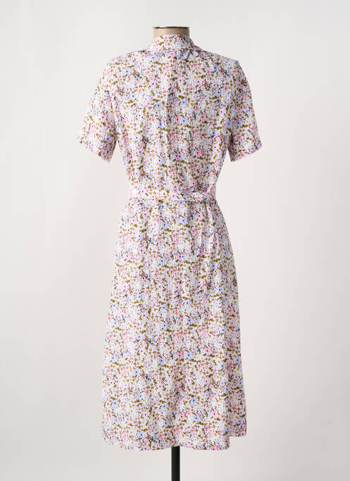 Robe mi-longue imprimé fleurs manches courtes rose GRIFFON femme