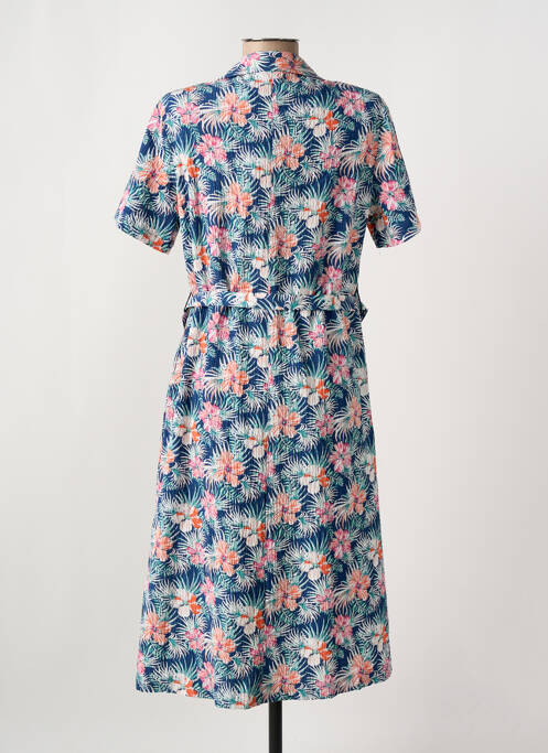 Robe mi-longue imprimé fleurs manches courtes bleu GRIFFON femme