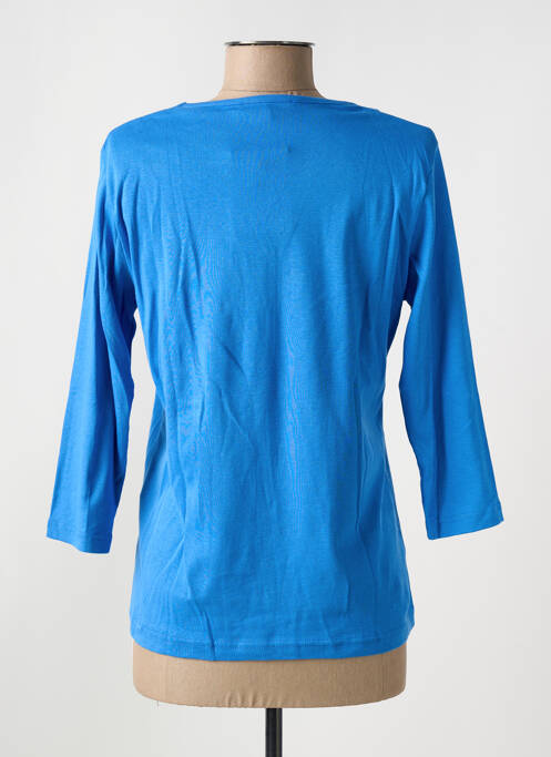 T-shirt sérigraphie avec strass manches 3/4 bleu I.ODENA femme