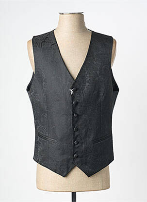 Gilet sans manche effet matière satinée noir GREGE CREATION homme