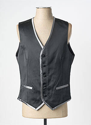 Gilet sans manche tissage satiné noir GREGE CREATION homme