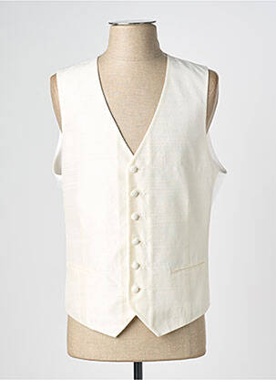 Gilet sans manche bi-matiére beige GREGE CREATION homme